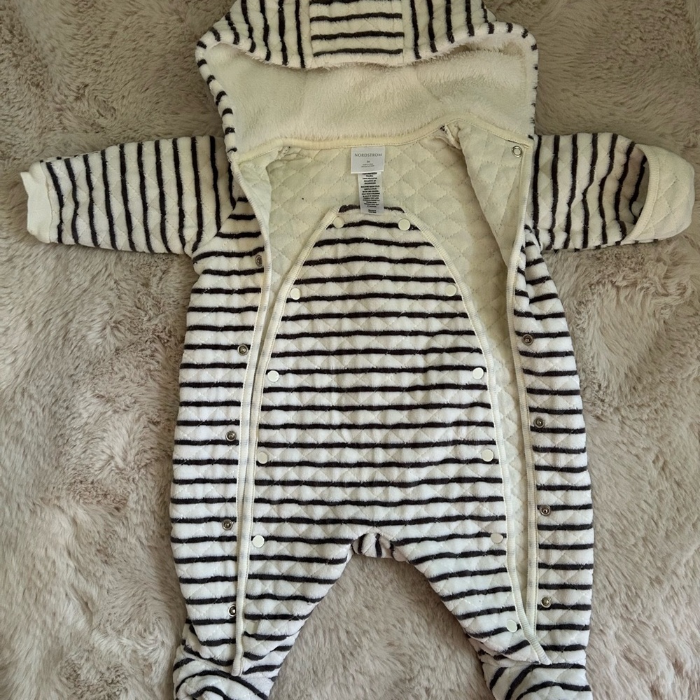 Nordstrom Navy and White Striped Footies One Piece